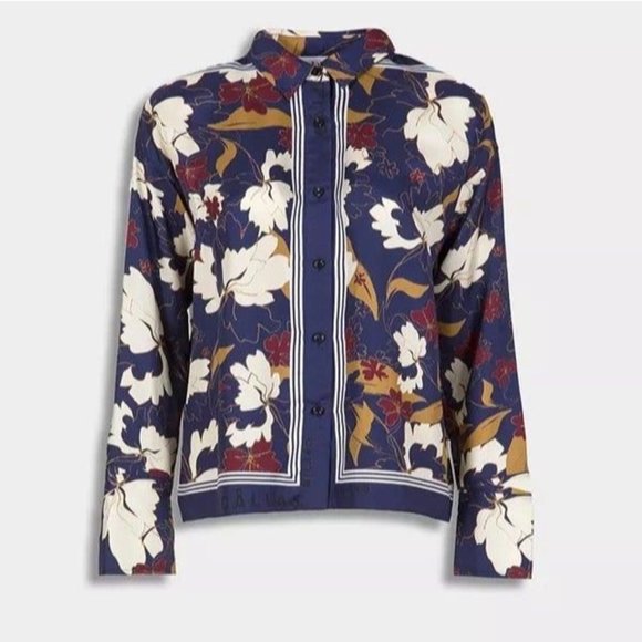 Callas Tops - Rent the runway sz eu 44 callas floral blouse navy white colors Milano scarf